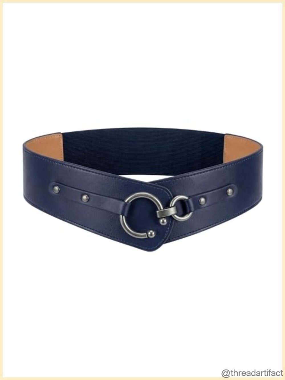 Wide Faux Leather O-Ring Cinch Belt Elastic Waist Vintage Style
